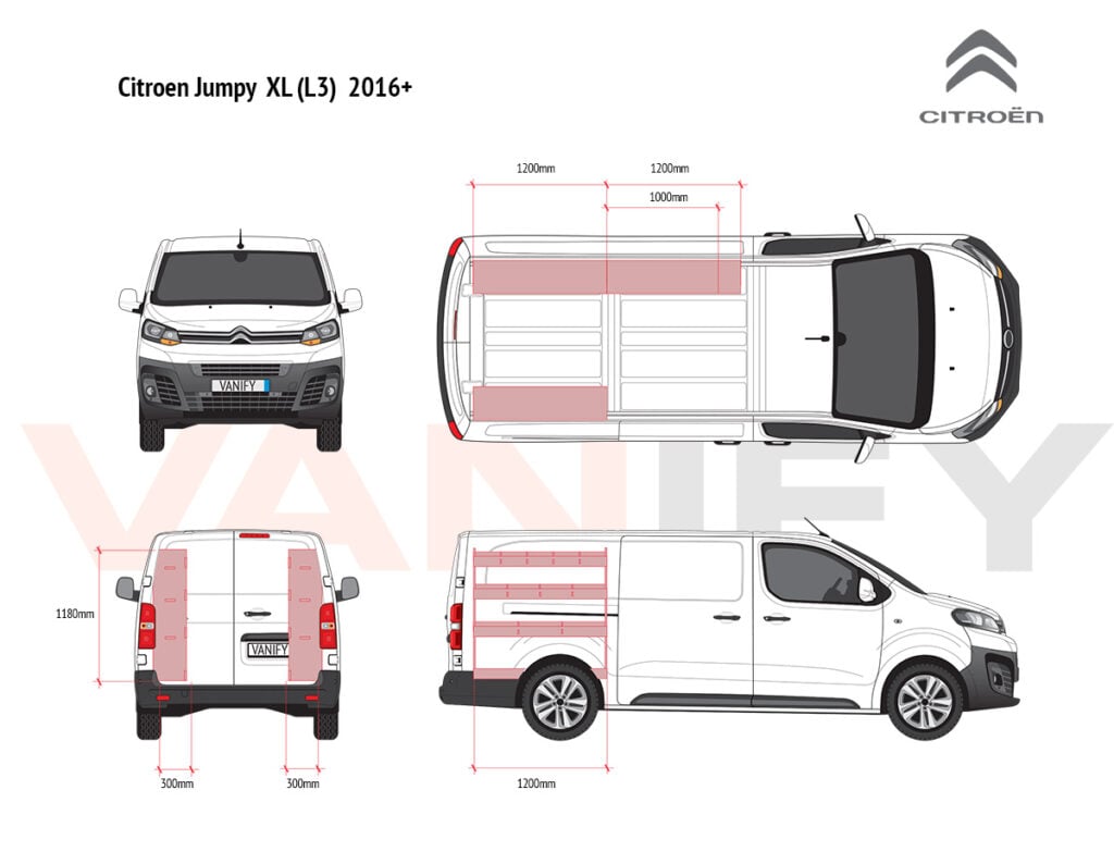 Étagères pour Citroën Jumpy L3 2016+ | Aménagement Fourgon Utilitaire ...